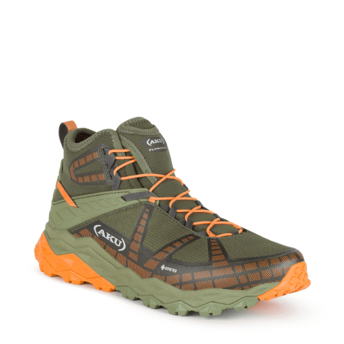 Scarpa Flyrock Mid GTX verde militare-arancio Aku  - Aku - Scarpe Trail Running