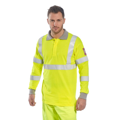 Polo manica lunga Portwest Hi-Vis ignifuga antistatica FR77 Arc1  - Portwest - Abbigliamento da lavoro Alta Visibilità